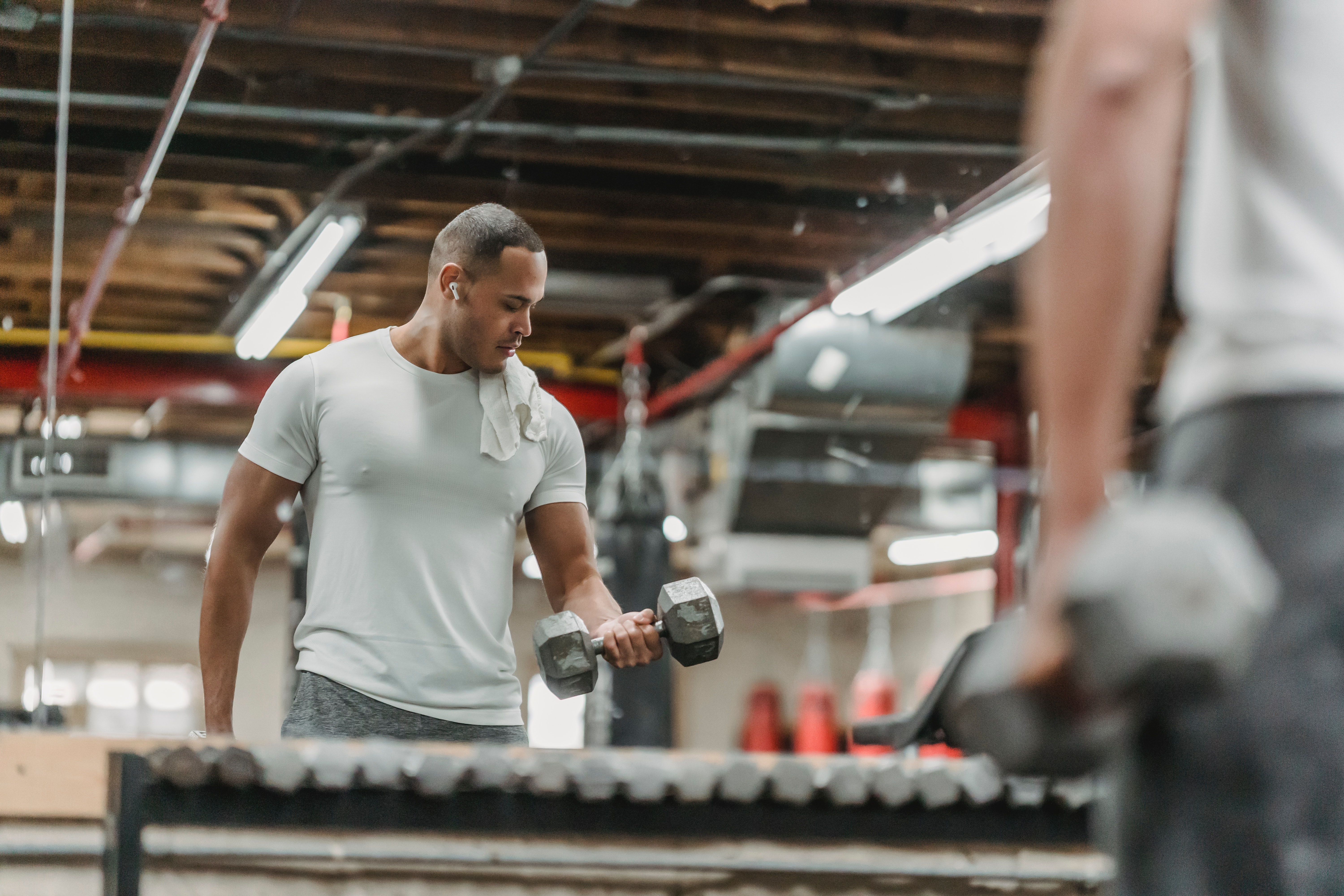 Man doing bicep curls